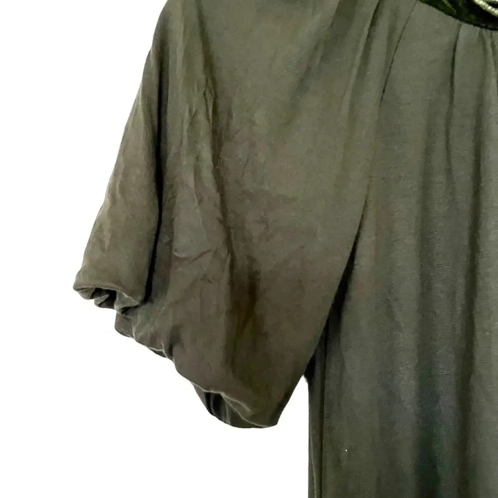 Juicy Couture girls green jersey shift dress velvet trim size 7